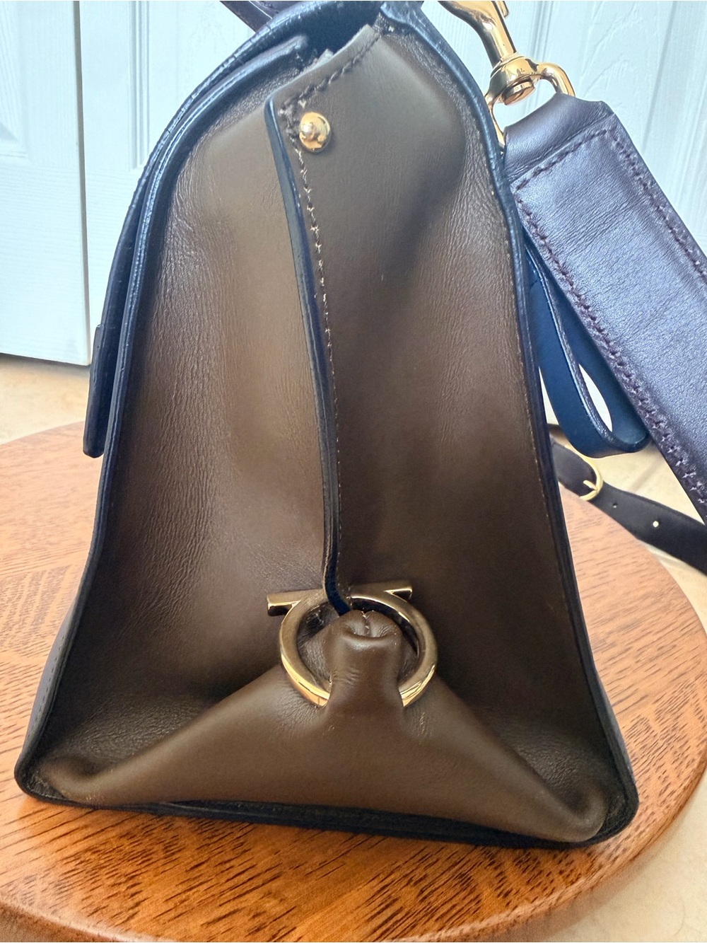 Salvatore Ferragamo Tricolor Blue Brown Leather Sofia Satchel and Shoulder Bag - Picture 5 of 16